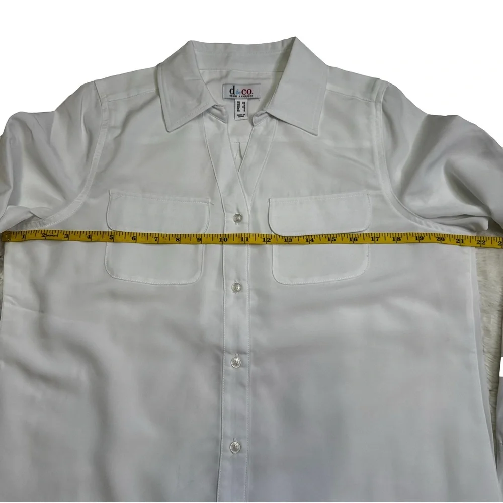 D&Co White Collared Button-Down Shirt Size XS Long Sleeve Can Be Worn Up NWOT - Picture 8 of 10